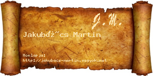 Jakubács Martin névjegykártya